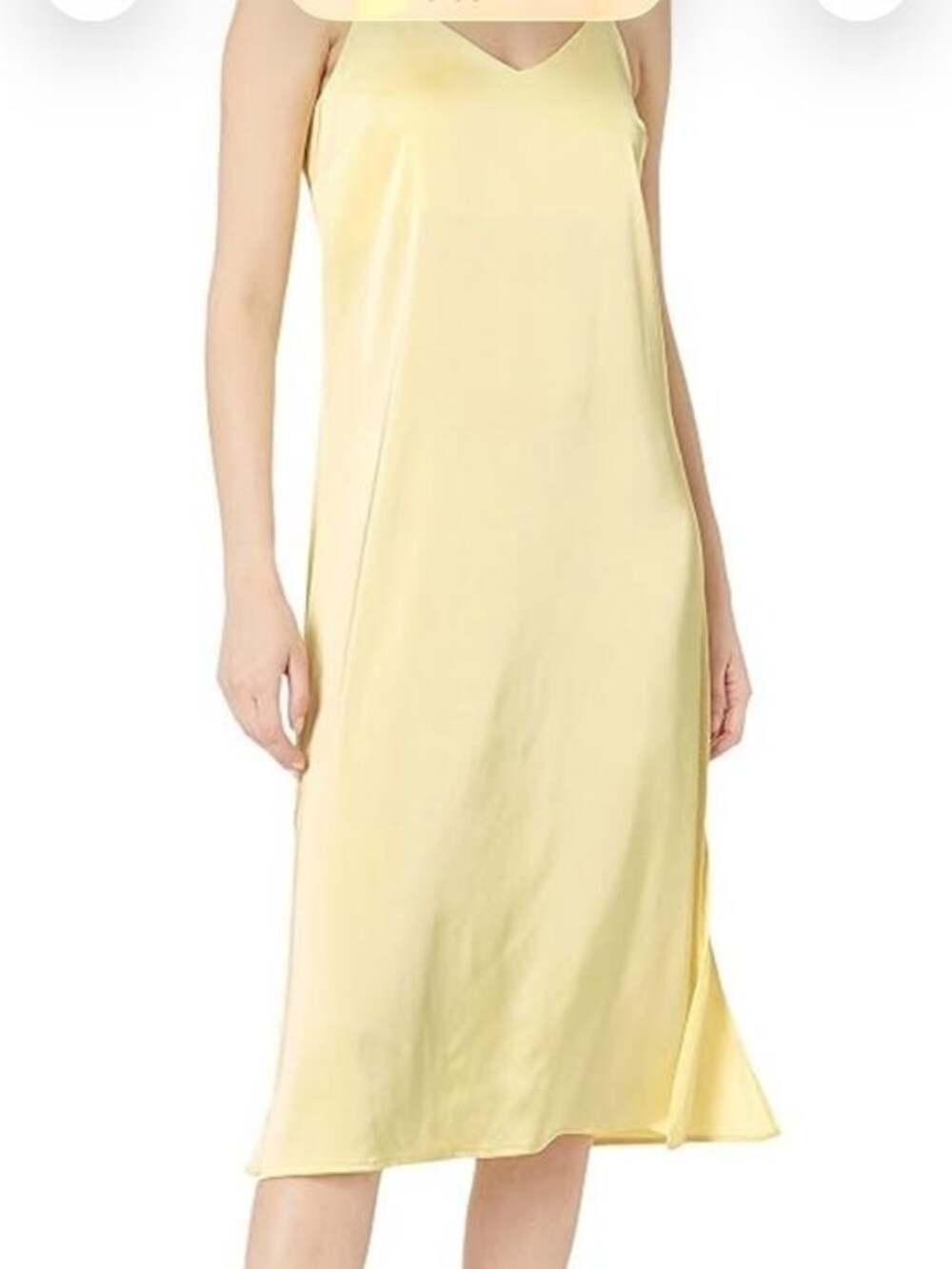 Light Yellow Satin Slip Dress - Unbranded